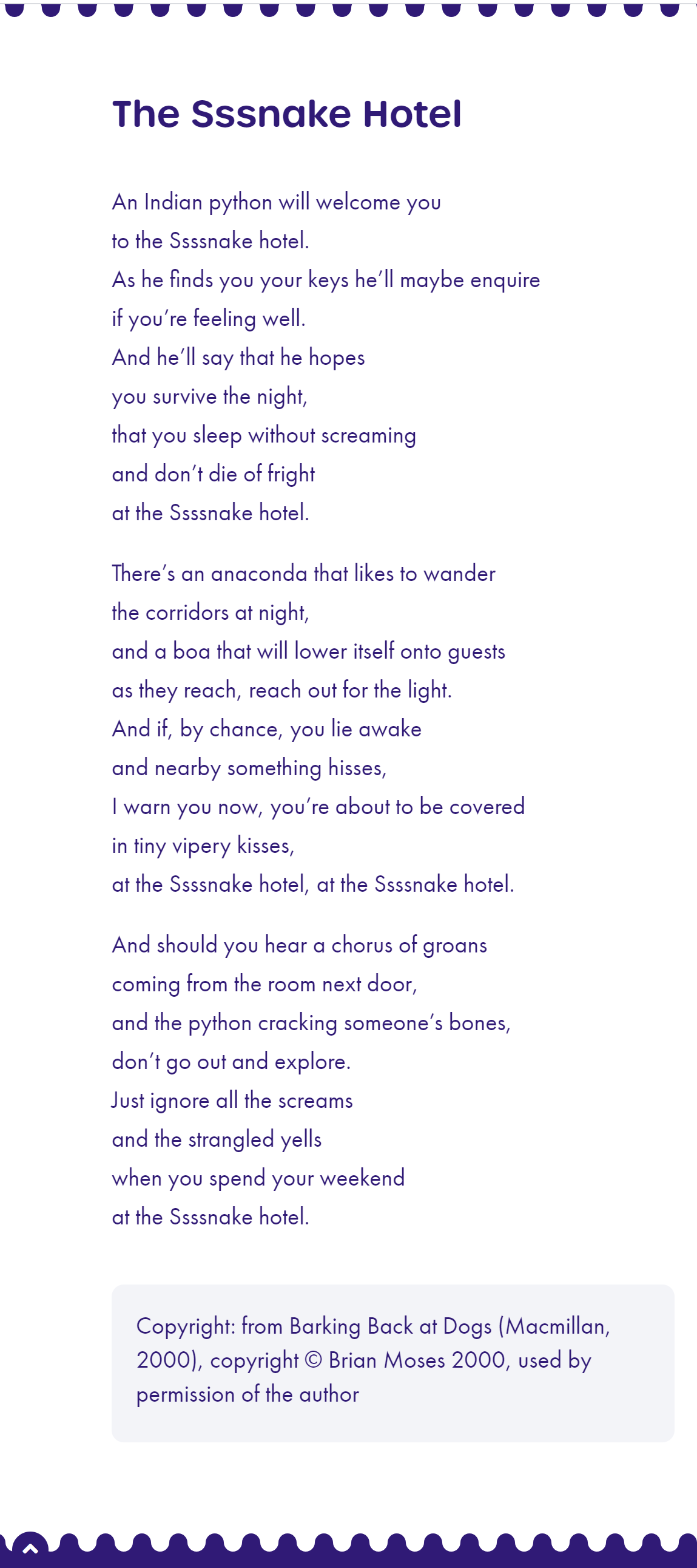 The Snake Hotel by Brian Moses