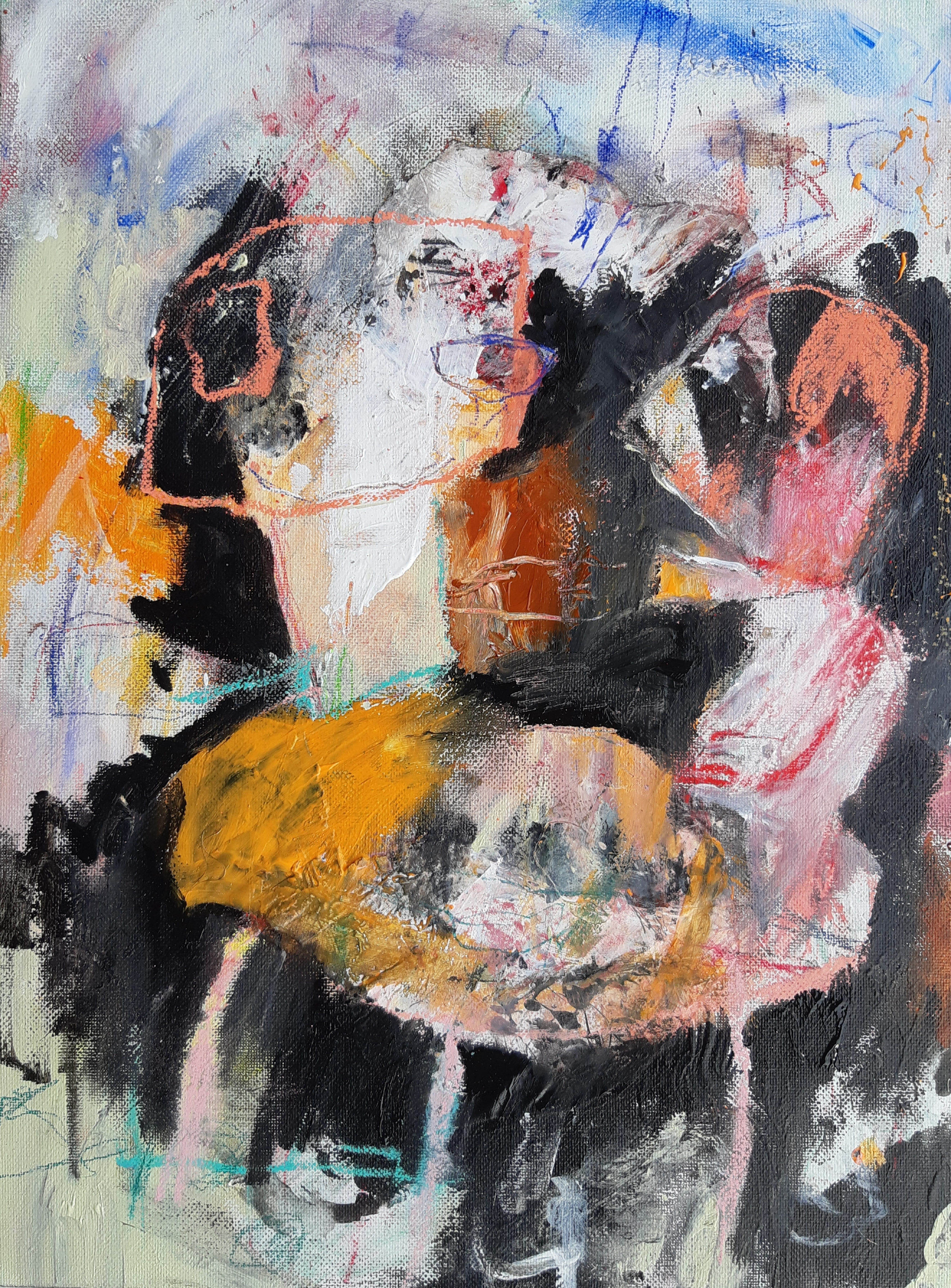 6MH Can I go now, mixed media on canvas, 30 x 40 cm, 2020