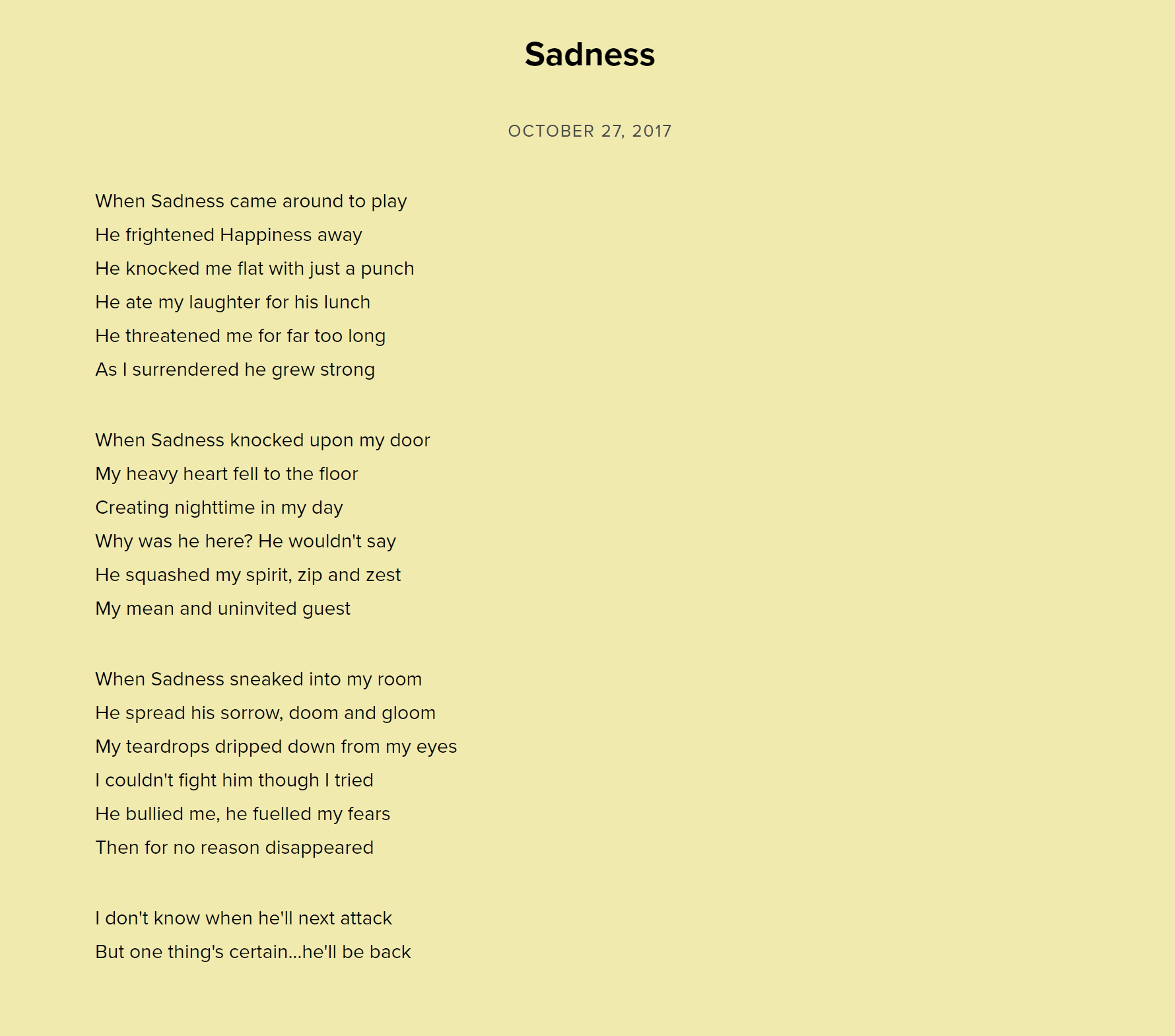 Sadness by Neal Zetter