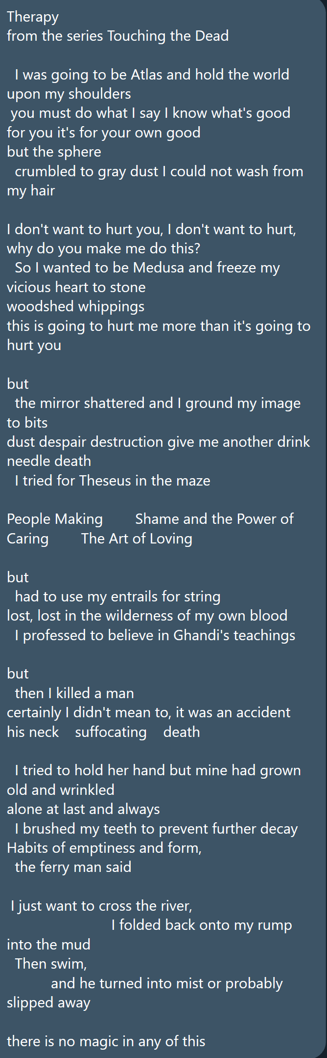 Therapy (Corrected) By Michael Dickel)