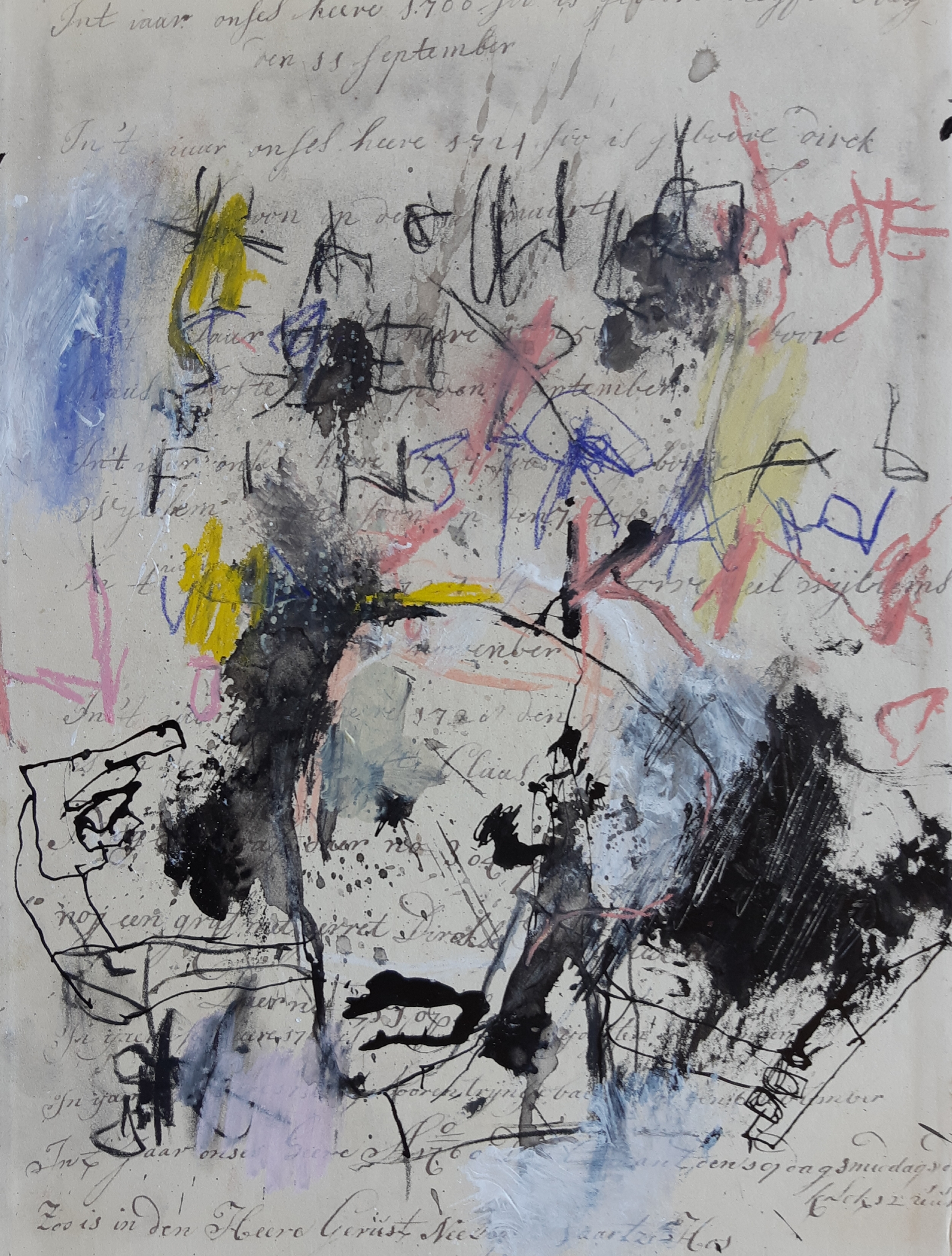 2MH. And the fire...will stop, mixed media on cardboard, 23,1 x 31,7 cm, 2020