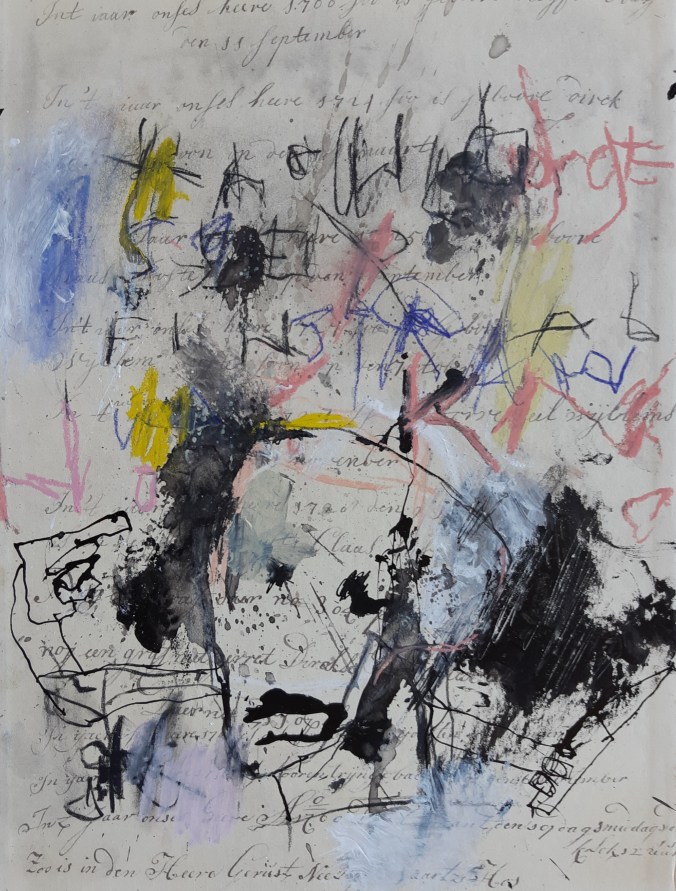 2MH. And the fire...will stop, mixed media on cardboard, 23,1 x 31,7 cm, 2020