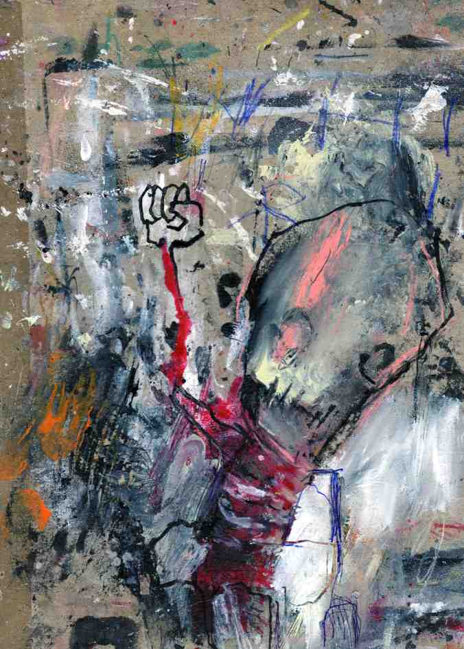 5MH Boze burger, mixed media on paper, 21,3 x 30,2 cm, 2020