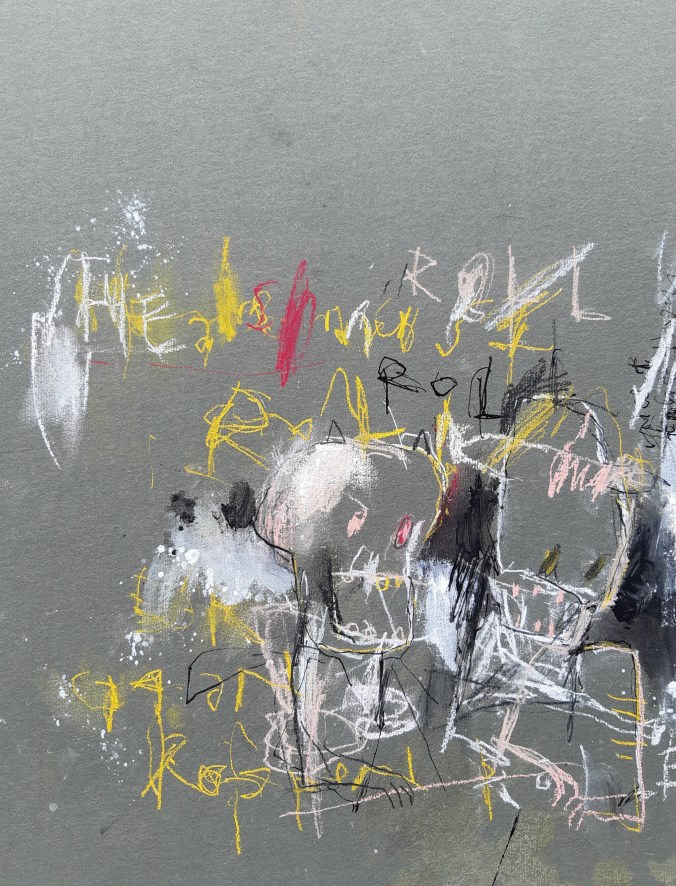 MH19 Er gaan koppen rollen, mixed media on cardboard, 30,1 x 39,8 cm, 2020