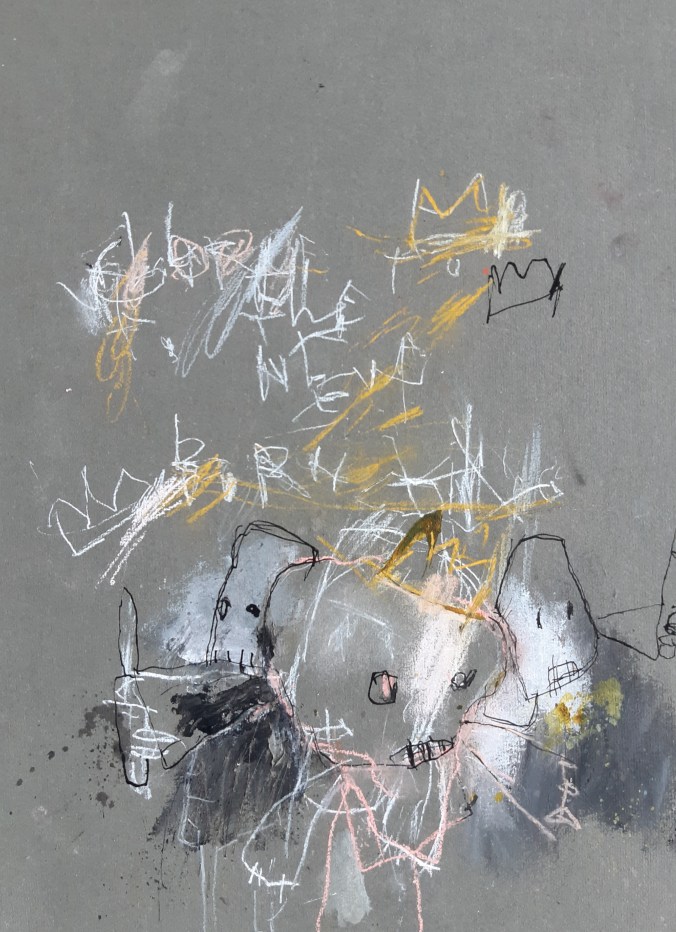 MH20 Glory to the newborn king, mixed media on cardboard, 30,2 x 40,6 cm, 2020