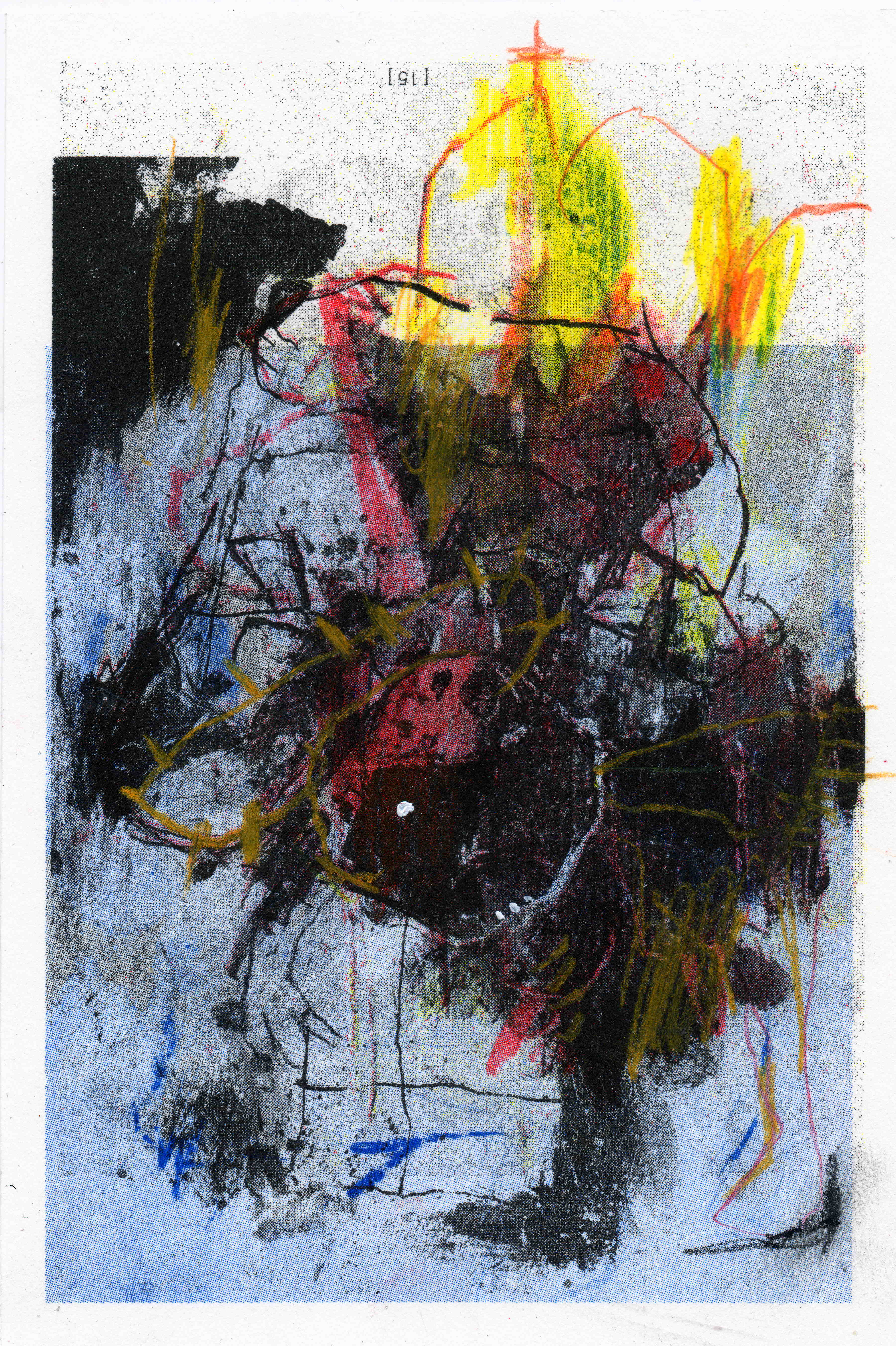 Hip priest, mixed media on riso print, 13 x 19,2 cm, 2020 MH13