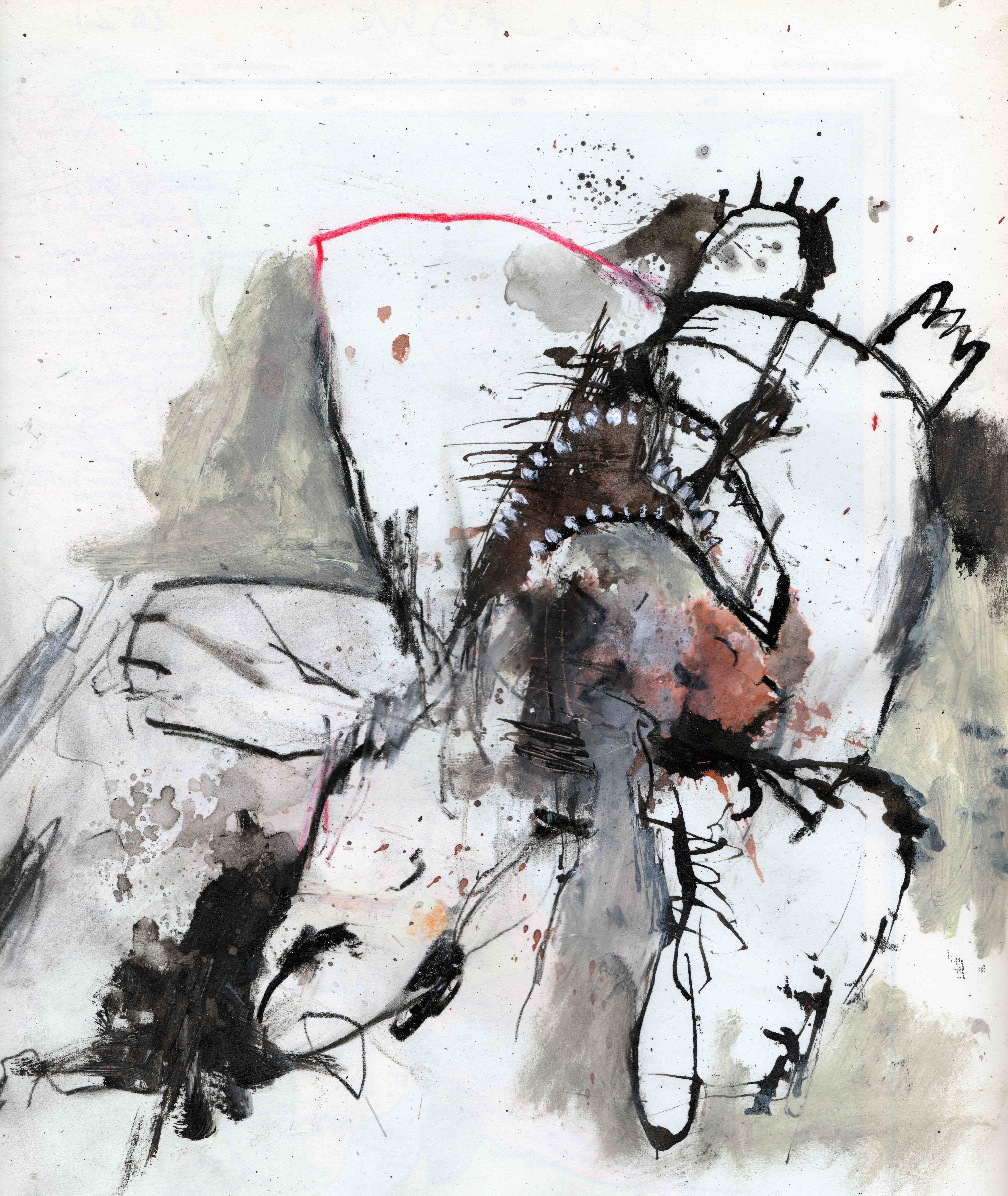 The fight, mixed media on paper, 22,5 x 26 cm, 2021 MHFeb1