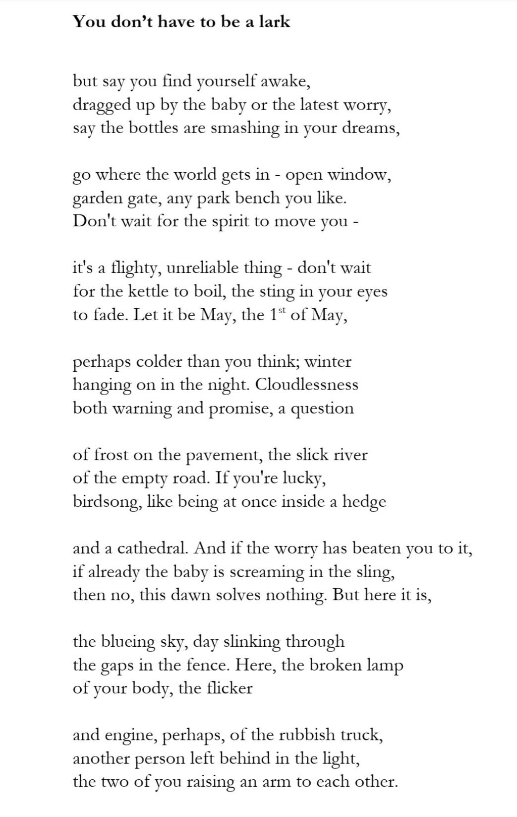 you don't have to be a lark by Jonathon Totman