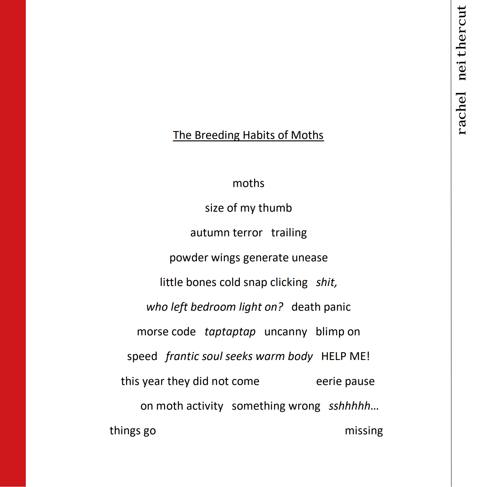 Moths by Rachel Neithercut