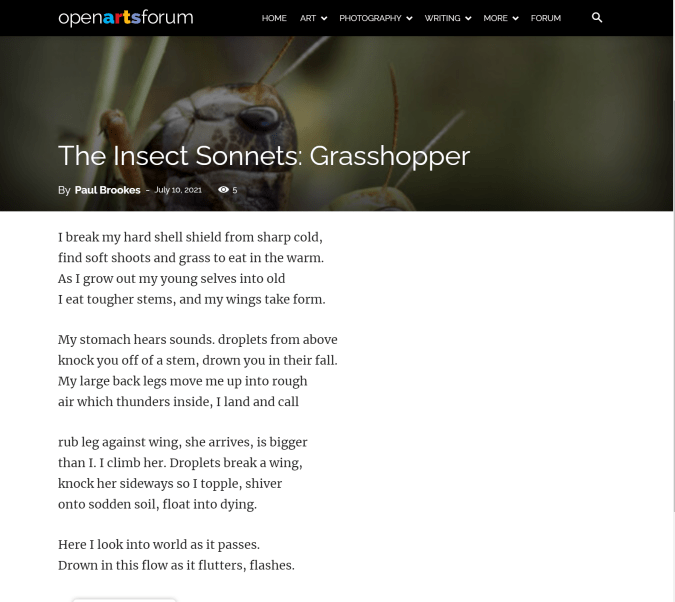 grasshopper insect sonnet