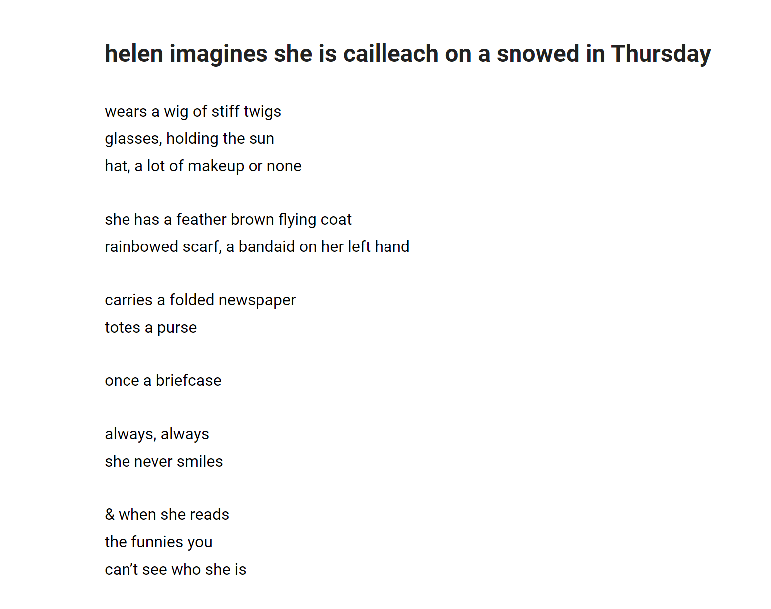 caillleach by constance bacchus