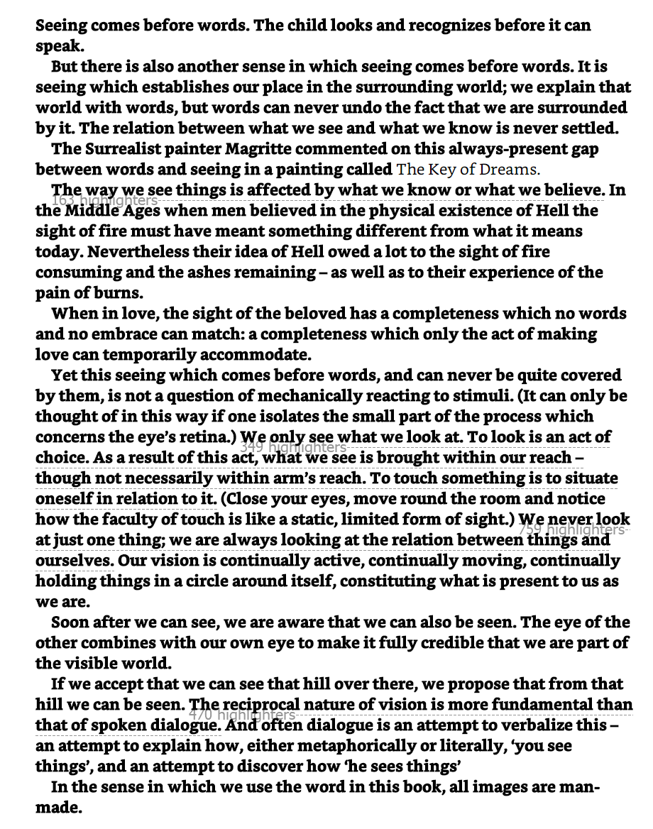 Wos first page, John Berger