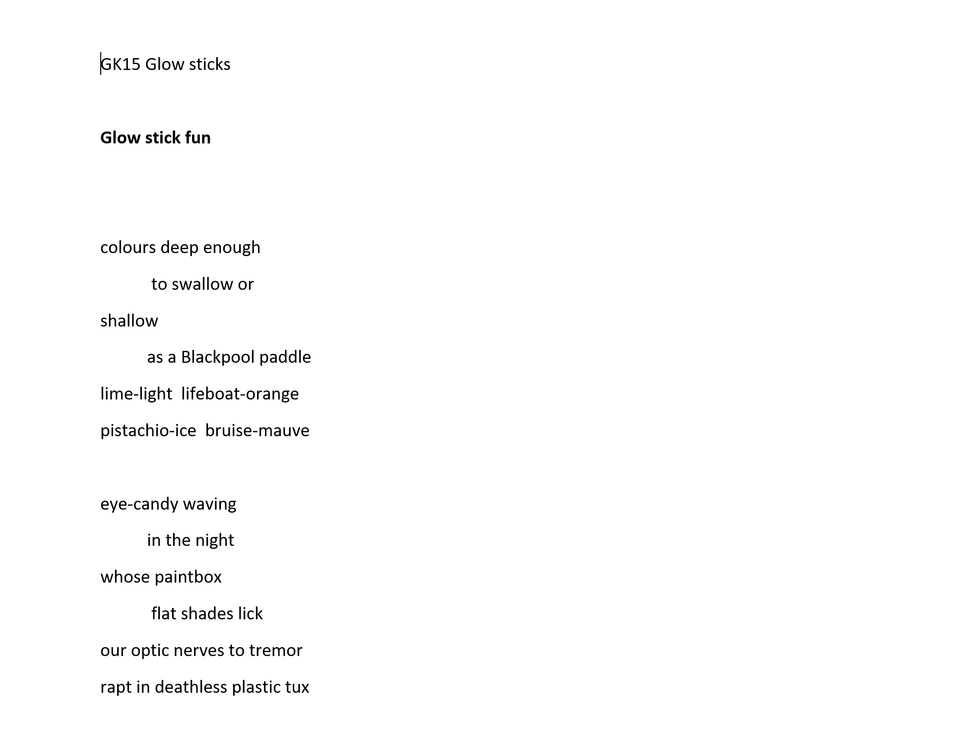 glow stick fun by lesley curwen