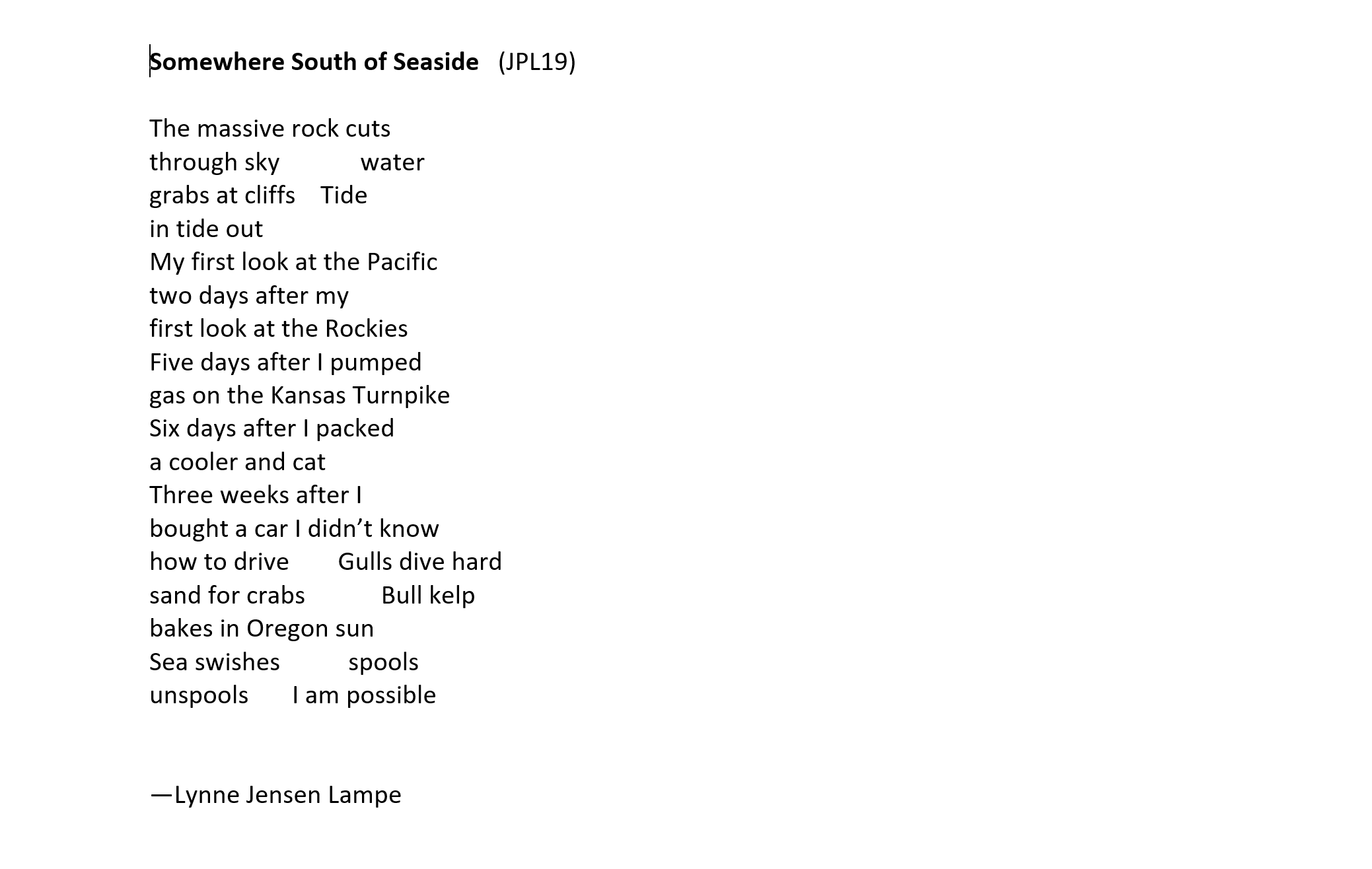 Somewhere south of seaside by lynne Lampe