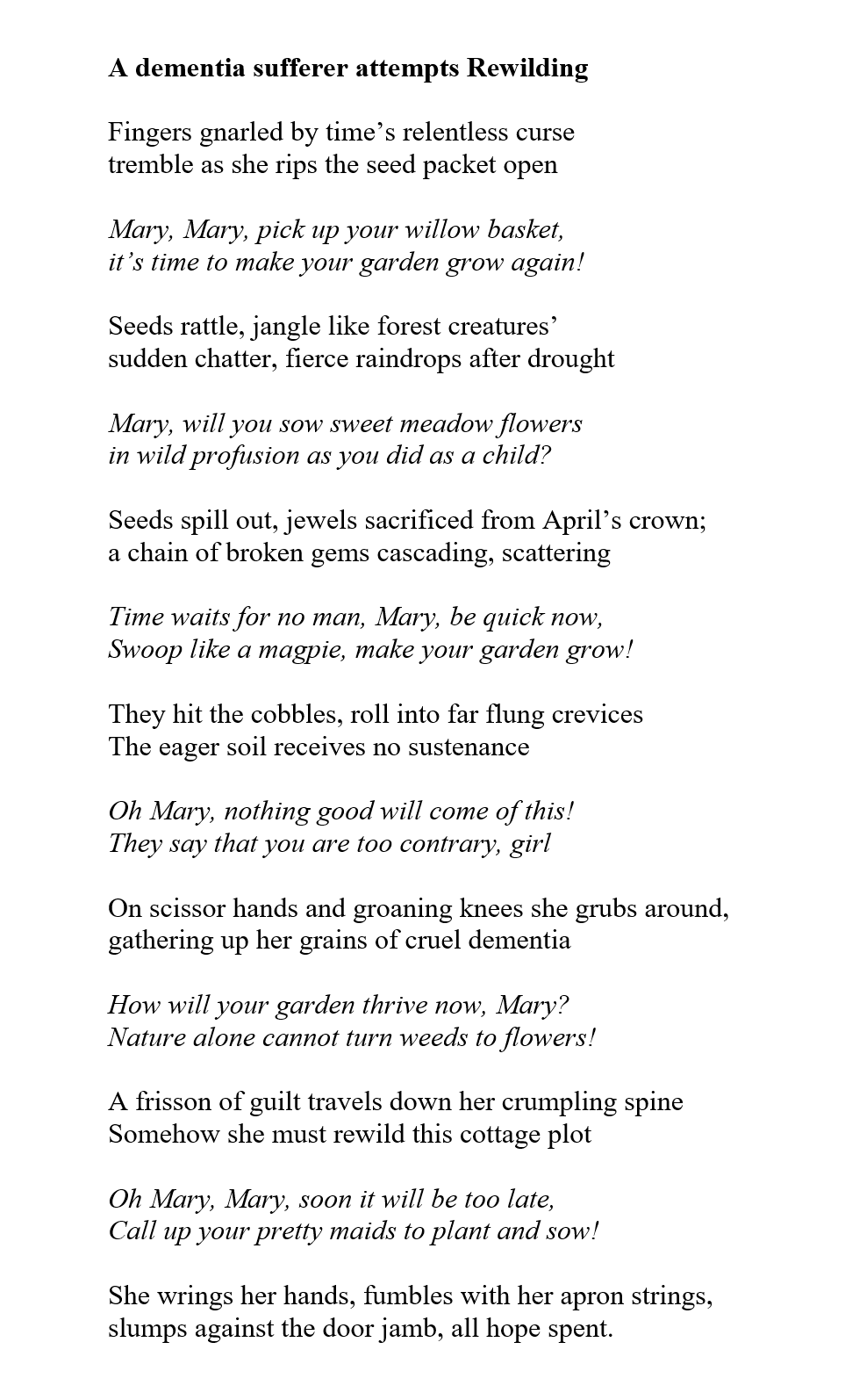 a dementia sufferer by Margaret Royall