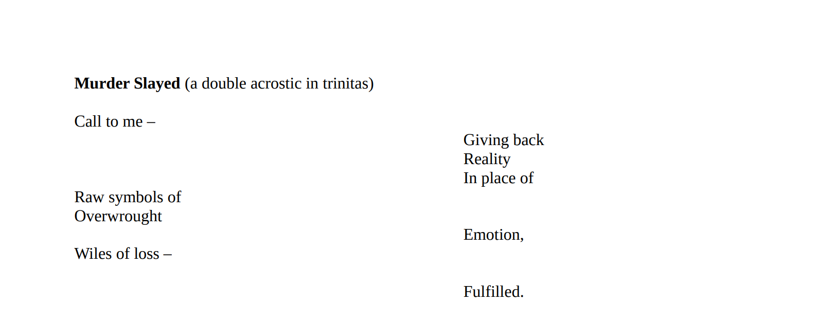 acrostic trinitas by Samantha Terrell