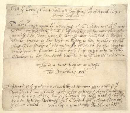 F 3.4 Goody Cole 440px-Eunice_Cole_Court_Record_1673